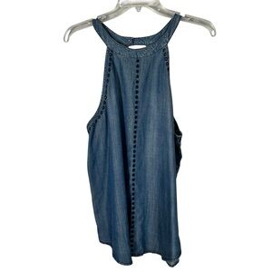 South Moon Under Denim Embroidered Polka Dot Halter Neck Tank Top Medium M